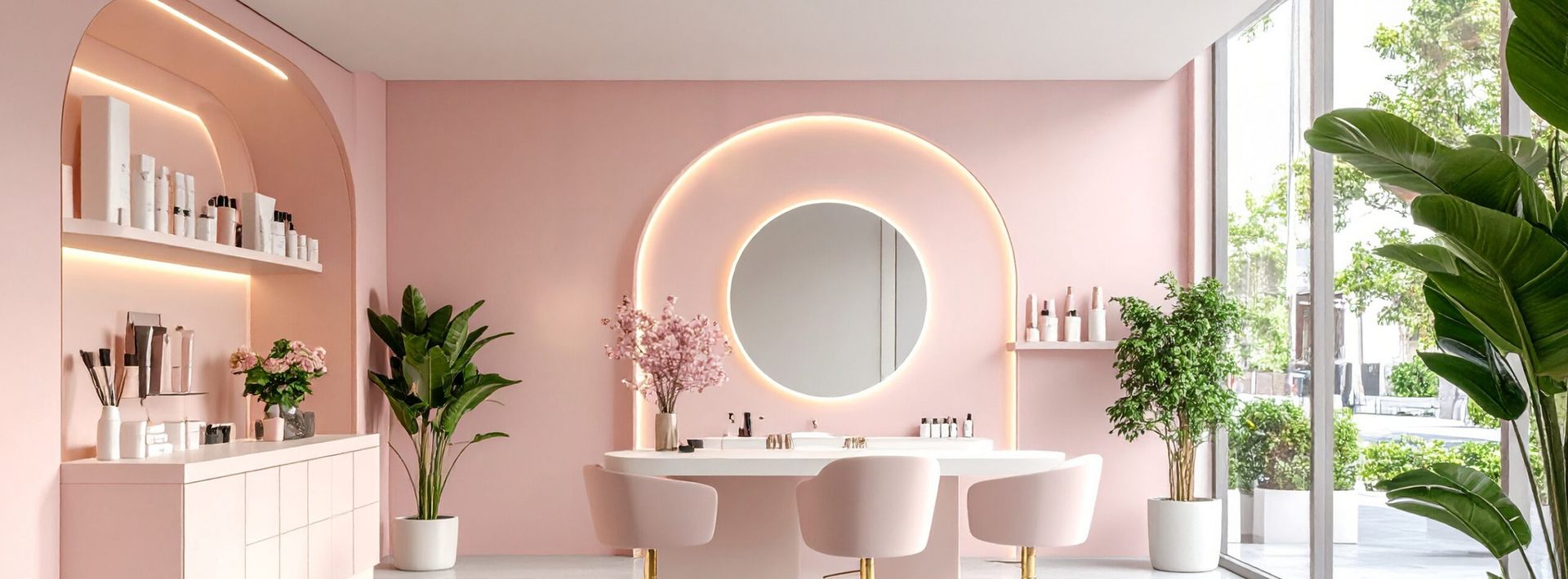 Interior einer Kosmetikerin mit Besprechungsecke